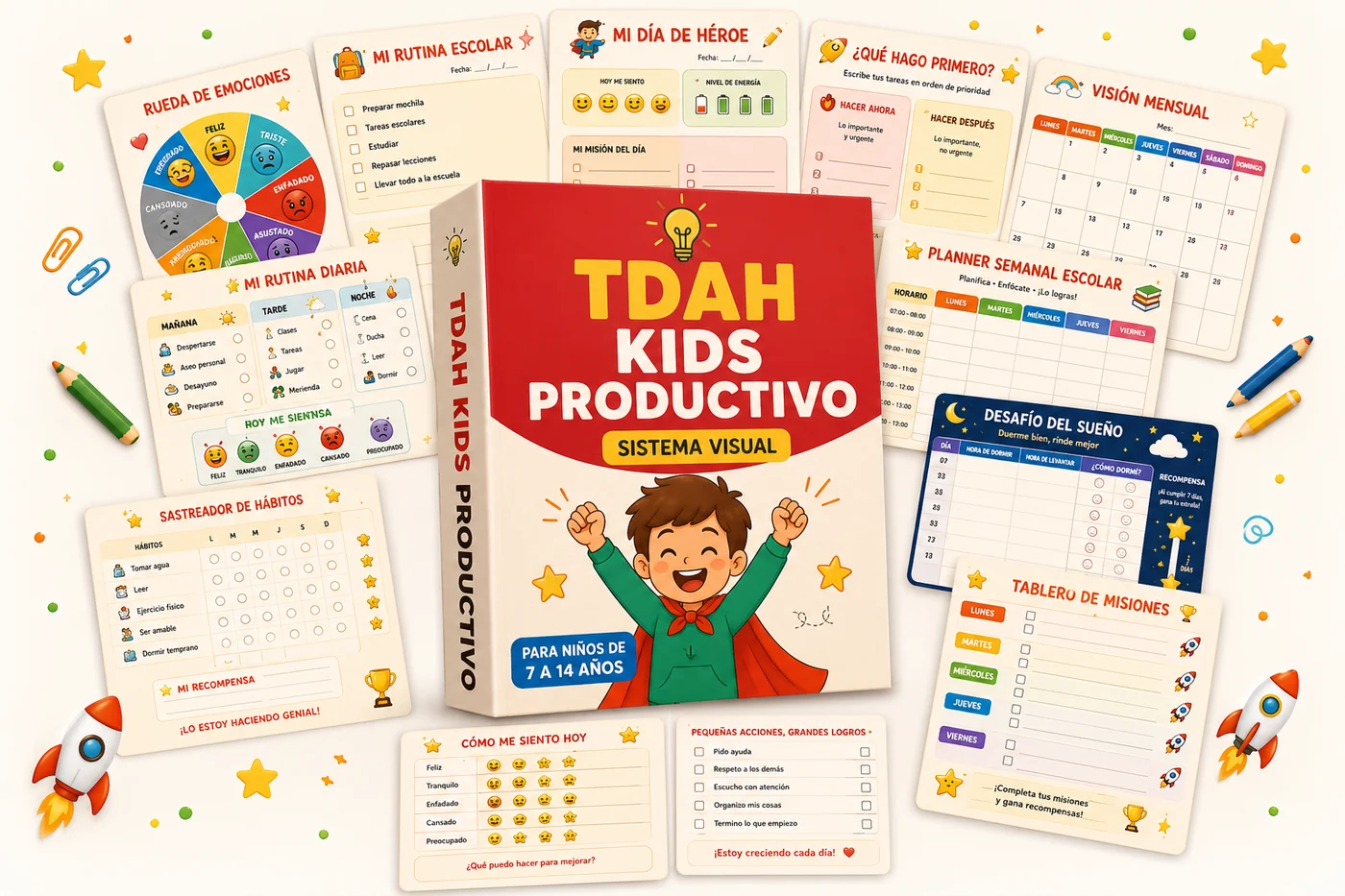 Planner TDAH Productivo Kids con recursos visuales imprimibles